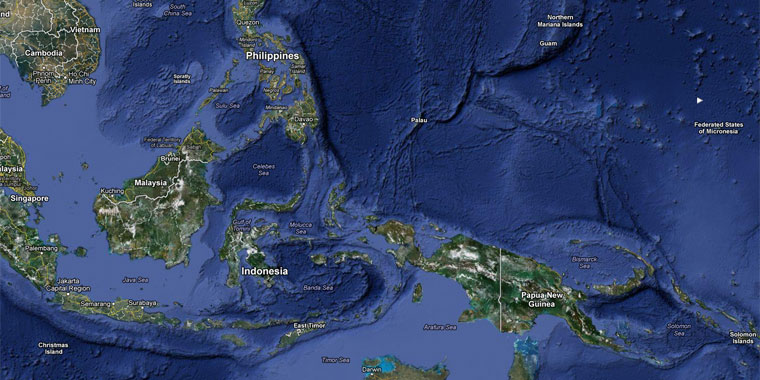 Pacific area map revealing Palau's location in relation to other Pacific destinations